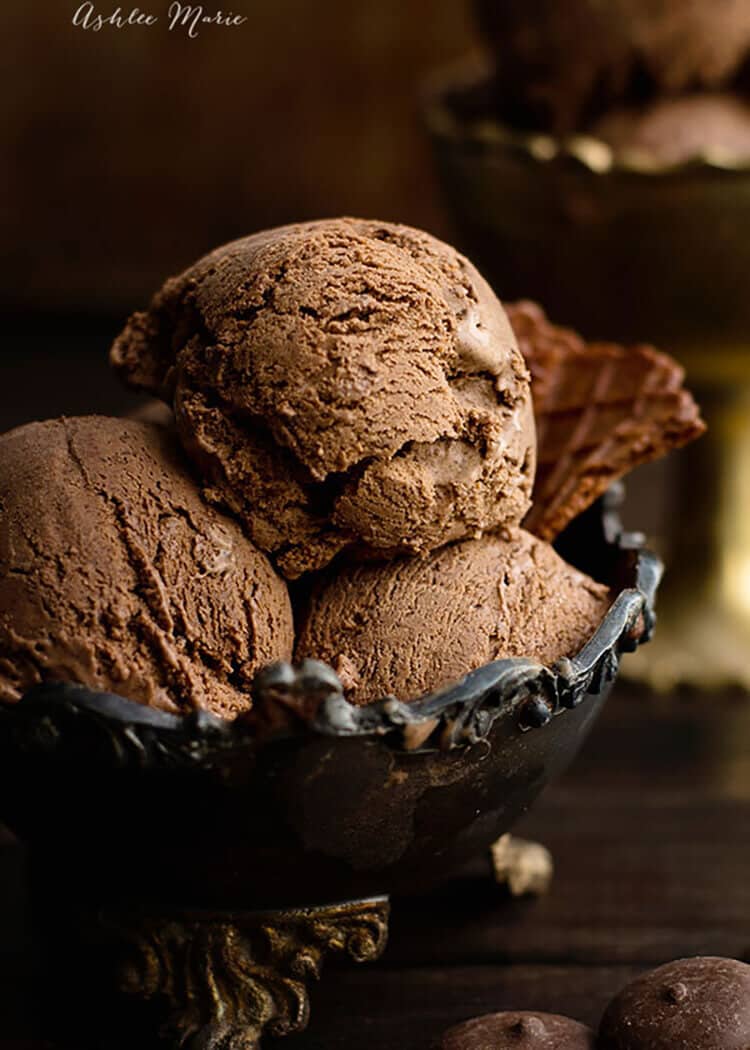 this dark chocolate ganache ice cream is rich, smooth and the best bite of ice cream you will ever have
