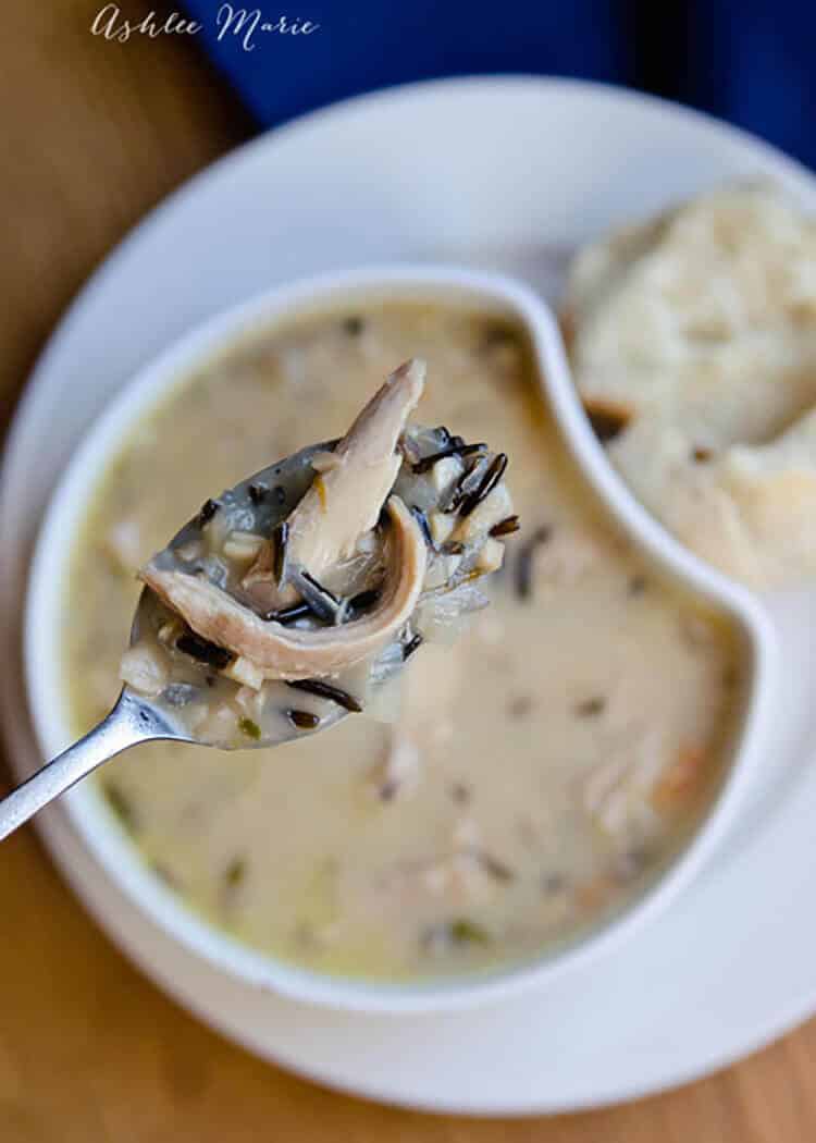 turkey, stock and rice make a great dish, add a cream starter and you have an amazing soup all your holiday guests will love
