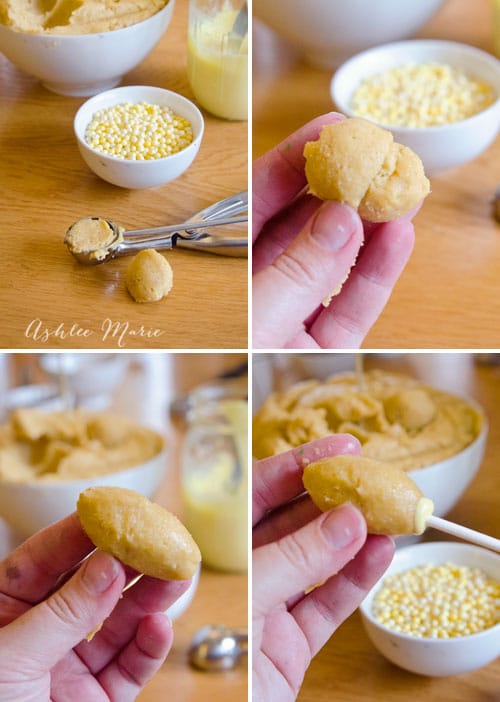 create the corn on the cob shape for pops