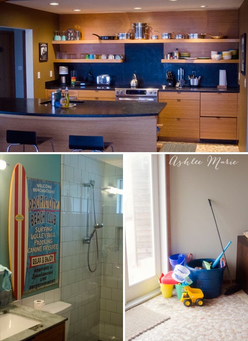 not only is the beach front location amazing but the interior of this airbnb rental was outstanding, a full gorgeous kitchen amazing bathroom and tons of beach toys