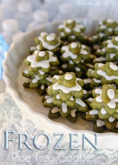 These Pine Tree sugar cookies are easy to make and are perfect for your Frozen birthday party foods
