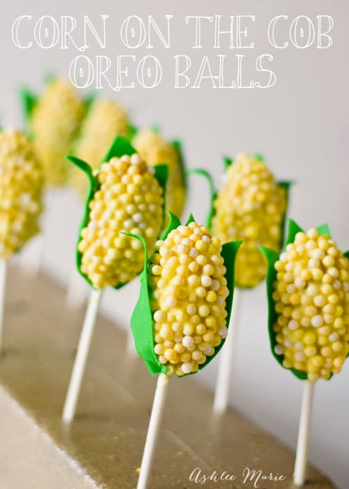 Corn on the Cob shaped OREO cookie ball pops