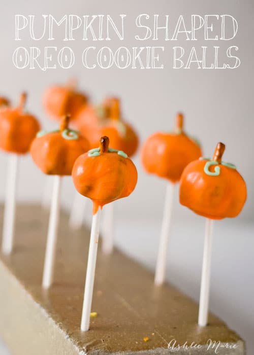 Adorable pumpkin pops made from OREO cookie balls, These are great all fall long and are fun to make with others