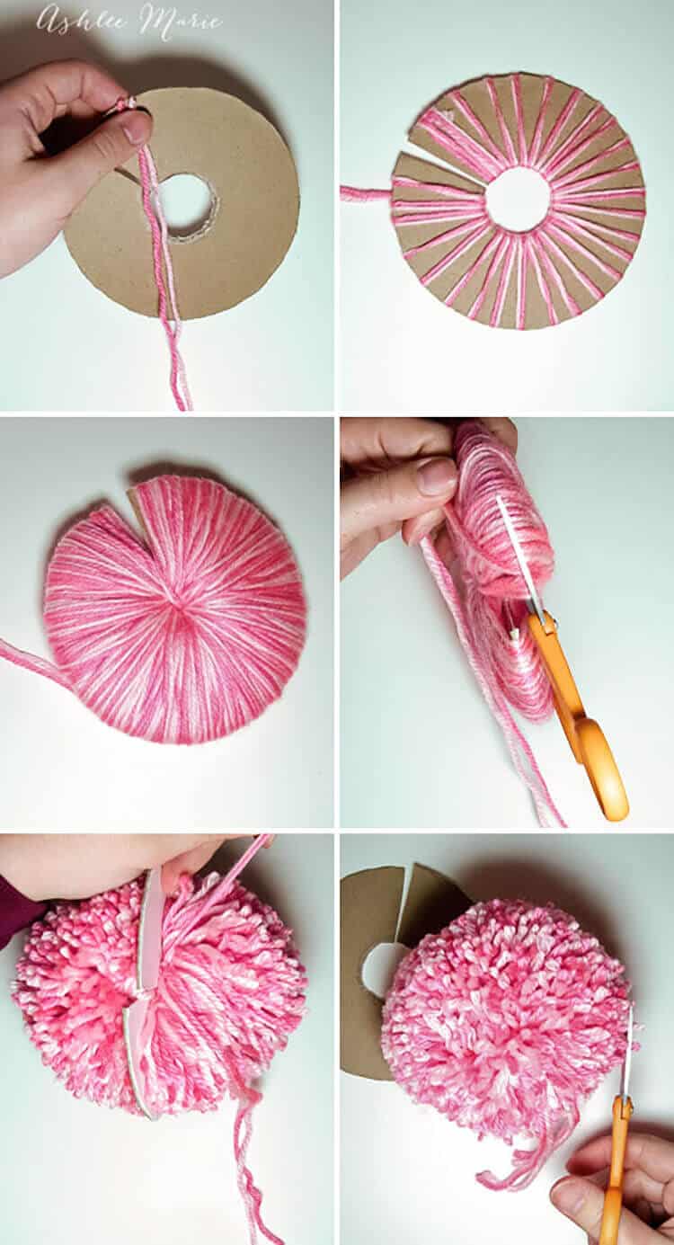 tutorial for making your own extra large yarn pom pom