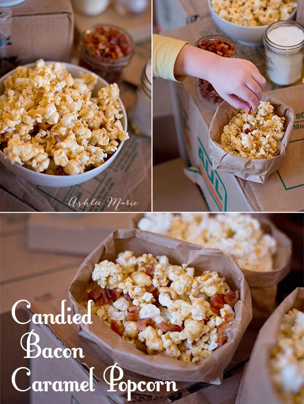I love candied bacon on pretty much everything, and it's great on caramel popcorn