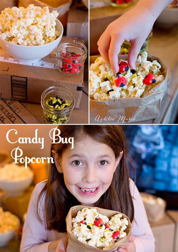 I used candy bugs over candy popcorn for our family viewing of The Boxtrolls