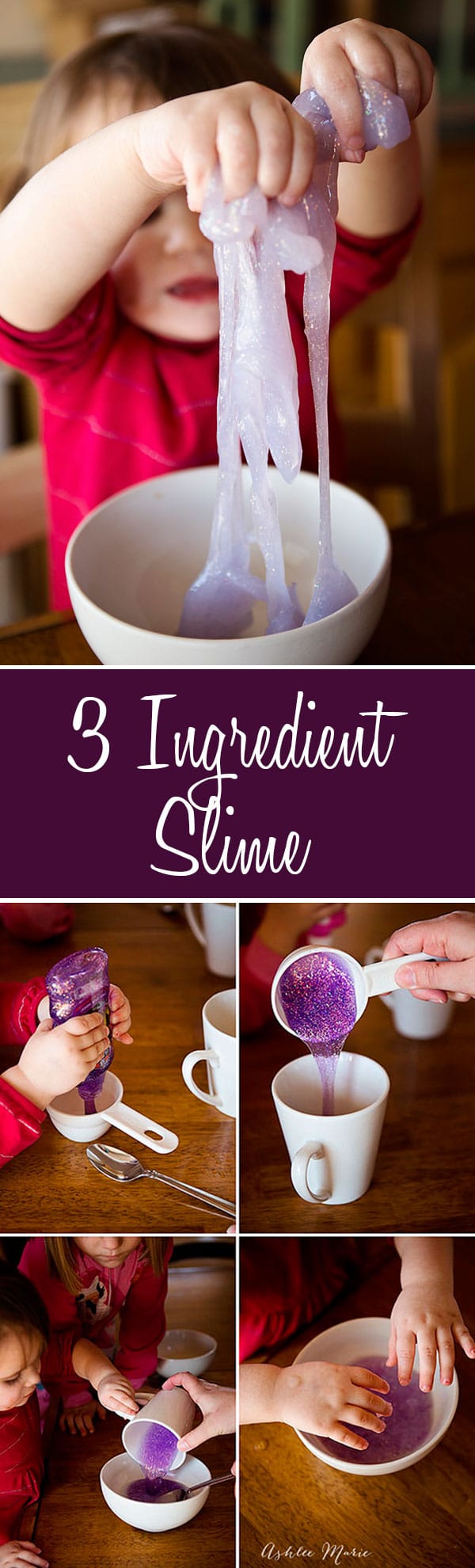 This 3 ingredients slime is fun to make and even more fun to play with.
