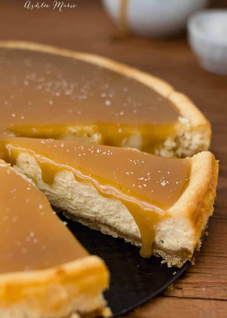 this salted caramel cheesecake with a shortbread macadamia nut crust is beautiful and delicious. A huge favorite at our house