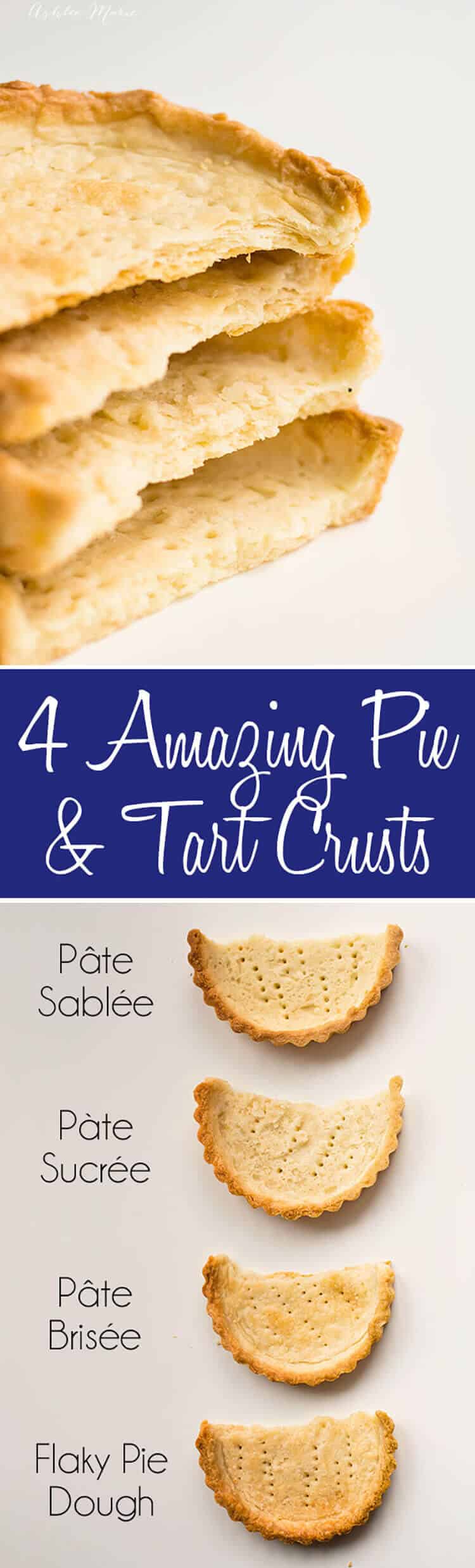 a full video tutorial with four styles of pie crusts and with instructions on what types of pies or tarts you use each crust for