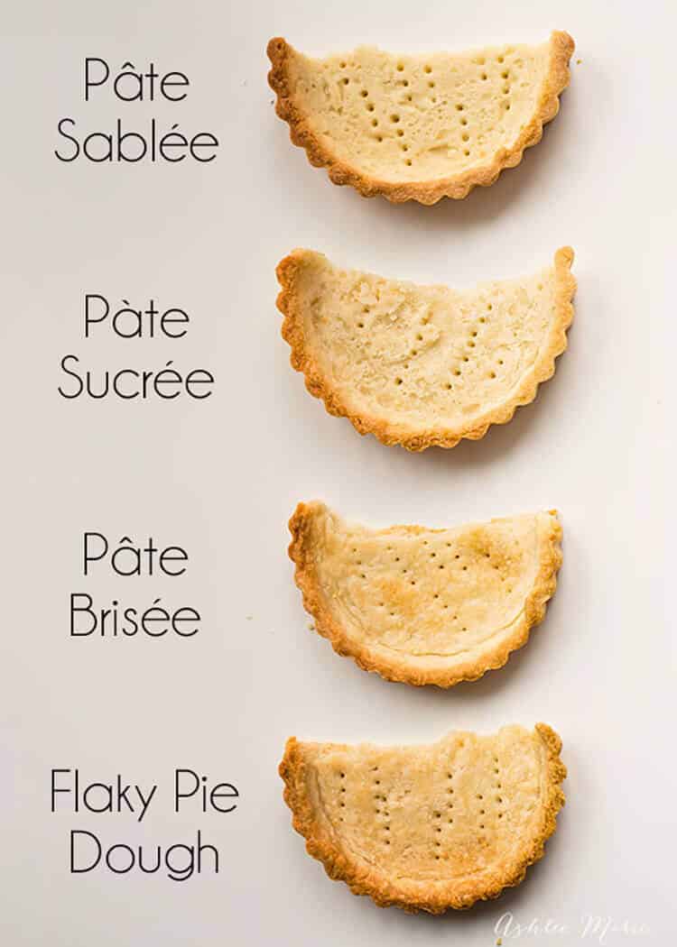 sugary, savory, flaky and cookie like, four different types of pie crusts, something for every pie or tart