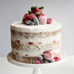 Vanilla bean cake, lemon buttercream with candied and sugared berries makes for a gorgeous cake