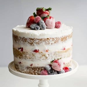 Naked Cake with Candied and Sugared Berries
