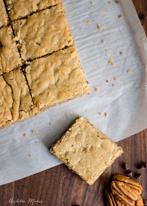 Blondies are a great platform for pretty much any food you want to put in them, my favorite is chocolate chip pecan