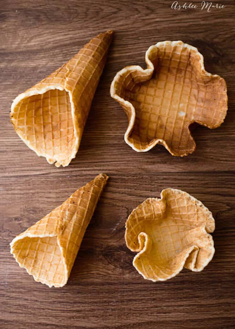 you can make large or small cones or bowls easily with this homemade waffle cone recipe