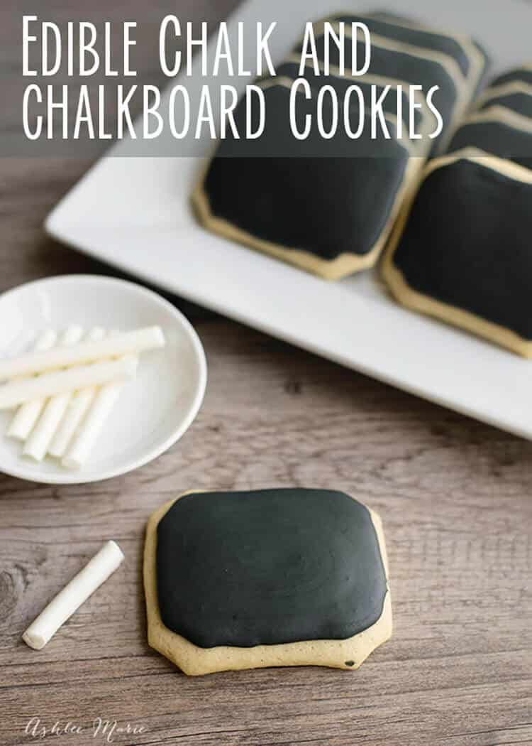 chalkboard cookies and edible chalk are easy to make and super fun to play with! perfect for a back to school party or an in class treat and craft