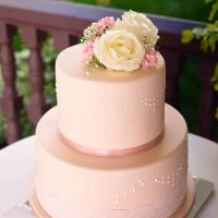 stenciled wedding cake