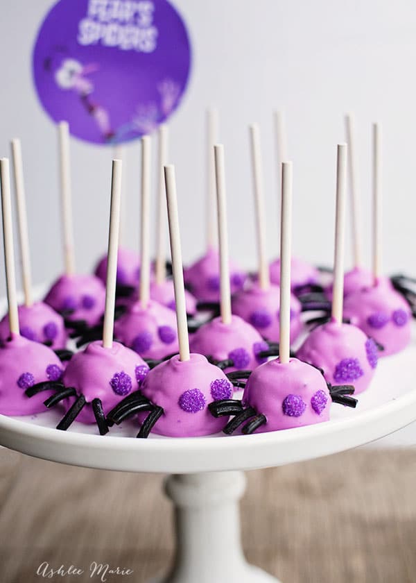 Not much scarier than a fear of spiders, and a great way to represent Inside Out's Fear is to make these spider pops.