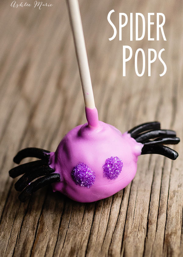 easy to make spider pops, oreo balls, dipped in chocolate with licorice legs