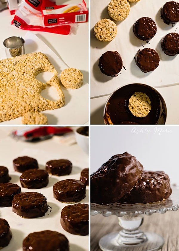 Make your own edible hockey pucks with rice krispies and chocolate