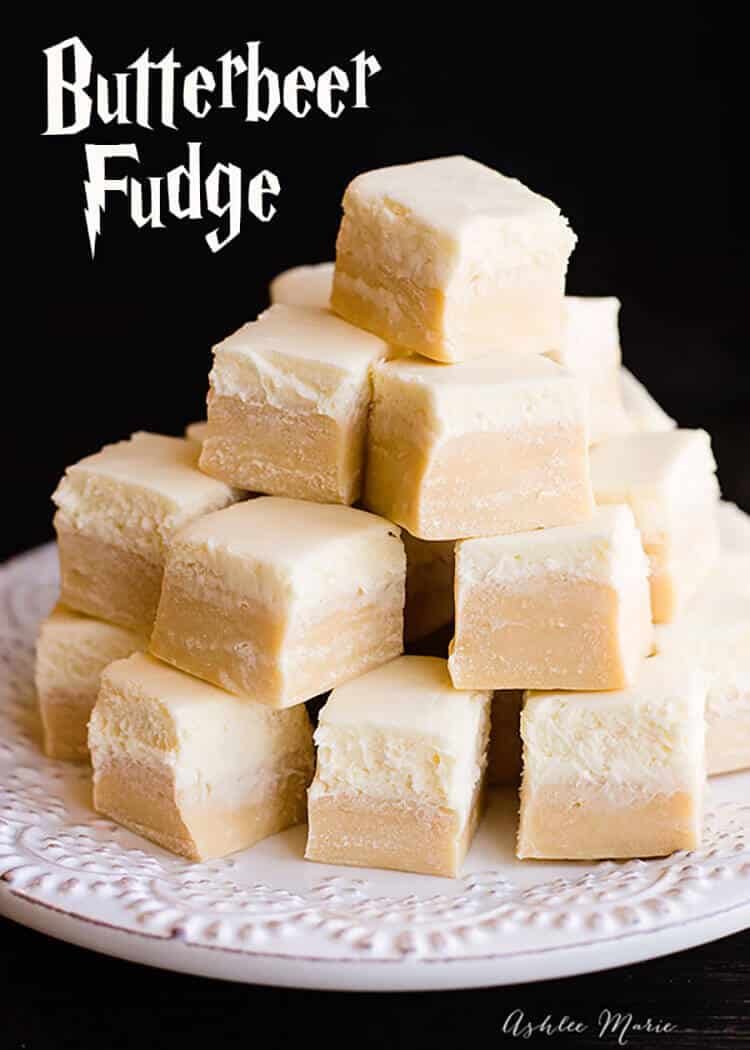 Everyone loves butterbeer, so here is a butterbeer fudge a butterscotch base with a creamy top, just like the drink itself