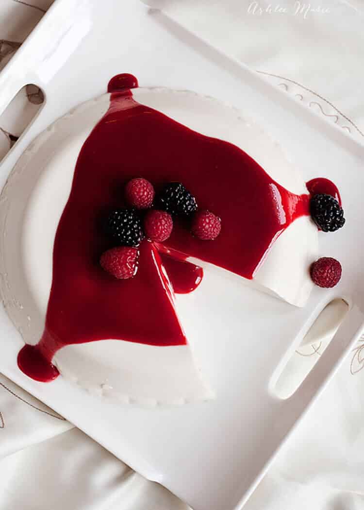 berry coulis on a coconut panna cotta is simply divine