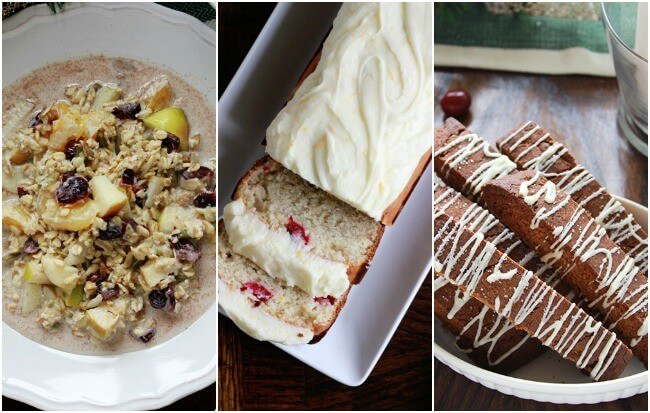 looking for holiday brunch recipes? try this apple orange cranberry swiss muesli, sourdough cranberry orange loaf or gingerbread biscotti