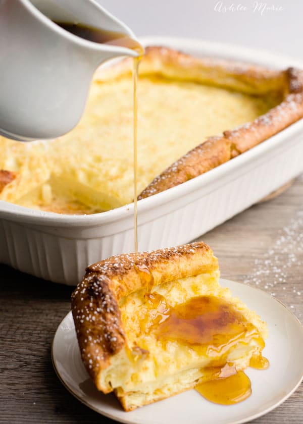 a favorite breakfast (or breakfast for dinner) at our house are these german pancakes (aka dutch babies or hootenannies). Easy to make, only 4 ingredients, filling and everyone loves them
