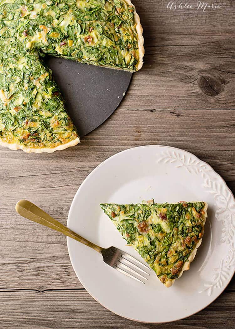 This quiche is easy to make and the taste is incredible, spinach, artichoke hearts, bacon and cheese
