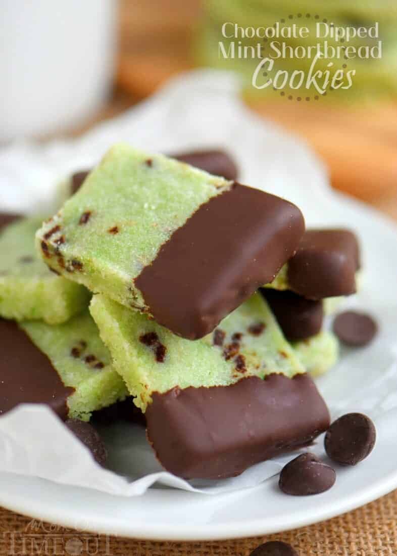 chocolate dipped mint shortbread