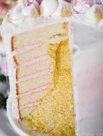 Watercolored Buttercream Edible Sugar Crystal "Glitter" Filled Cake