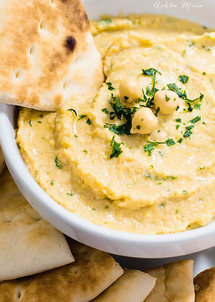 serve hummus with pita bread for an easy and delicious snack