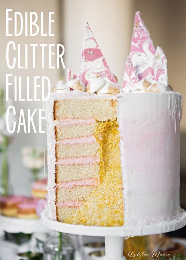 watercolor buttercream sprinkles filled cake