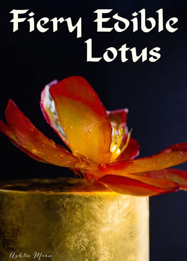 fire inspired edible lotus flower isomalt