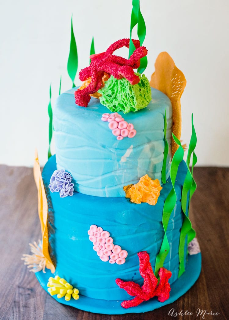 the coral decorating this under the sea cake are all easy to make and edible - full video tutorial