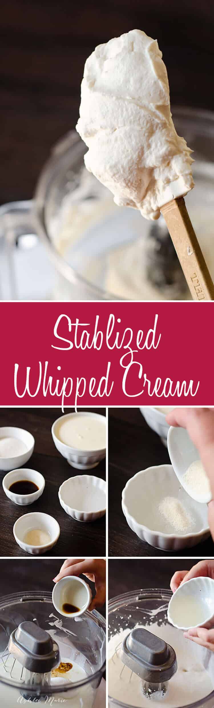 When you need your whipped cream to stay whipped you want to stabilize it, now you can pipe it onto desserts and it will hold its shape