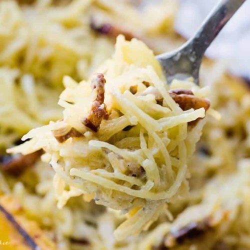 Bacon Alfredo Spaghetti Squash - Ashlee Marie - real fun with real food