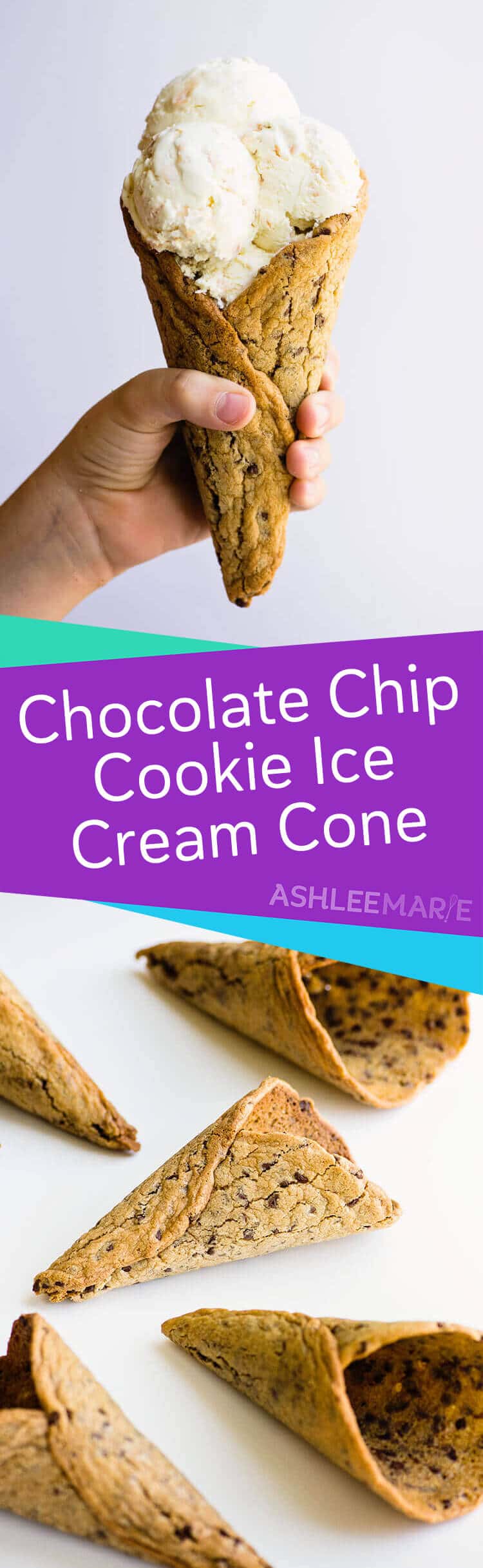 chocolate chip cookie ice cream cone