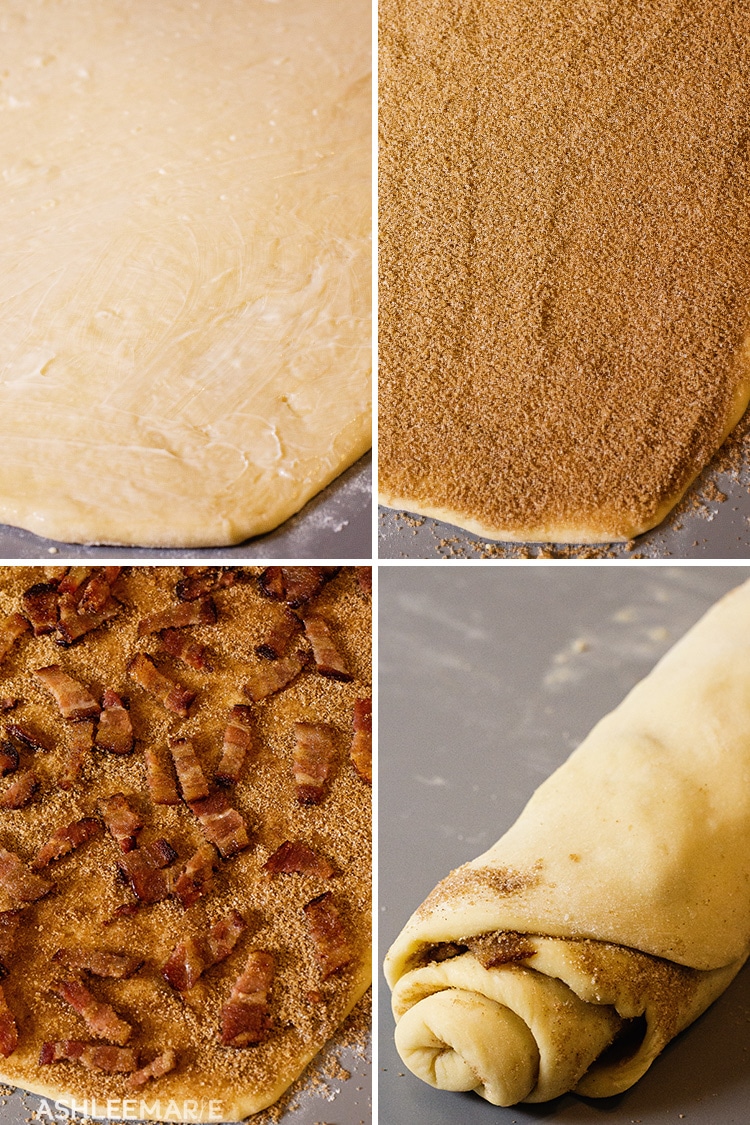 maple bacon cinnamon rolls process