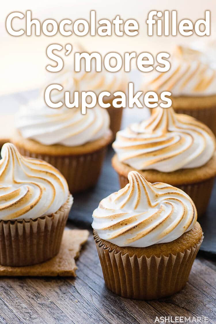 chocolate filled smores cupcakes