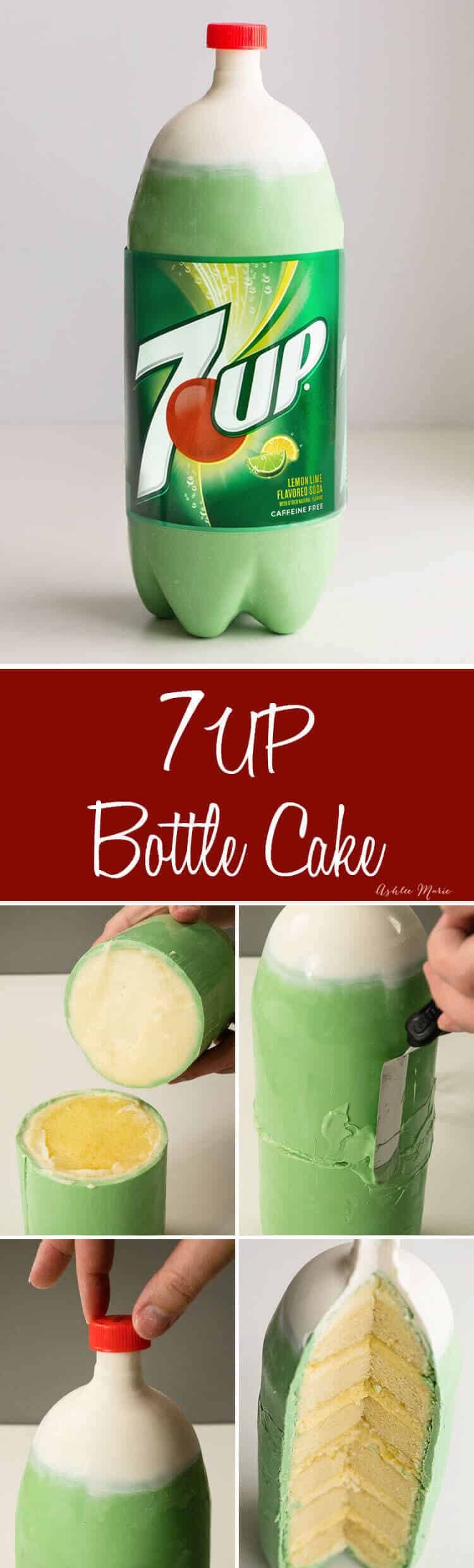 a full tutorial for making your own 7UP soda bottle cake! recipes for the cake, mousse and frosting - all 7UP flavored