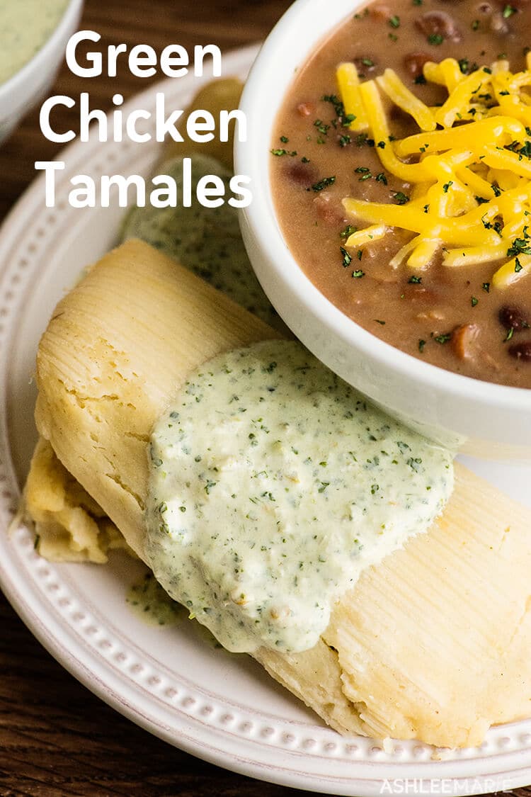 green chicken tamales and beans