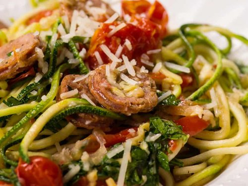 Zucchini Noodles with Sausage + Video - The Slow Roasted Italian