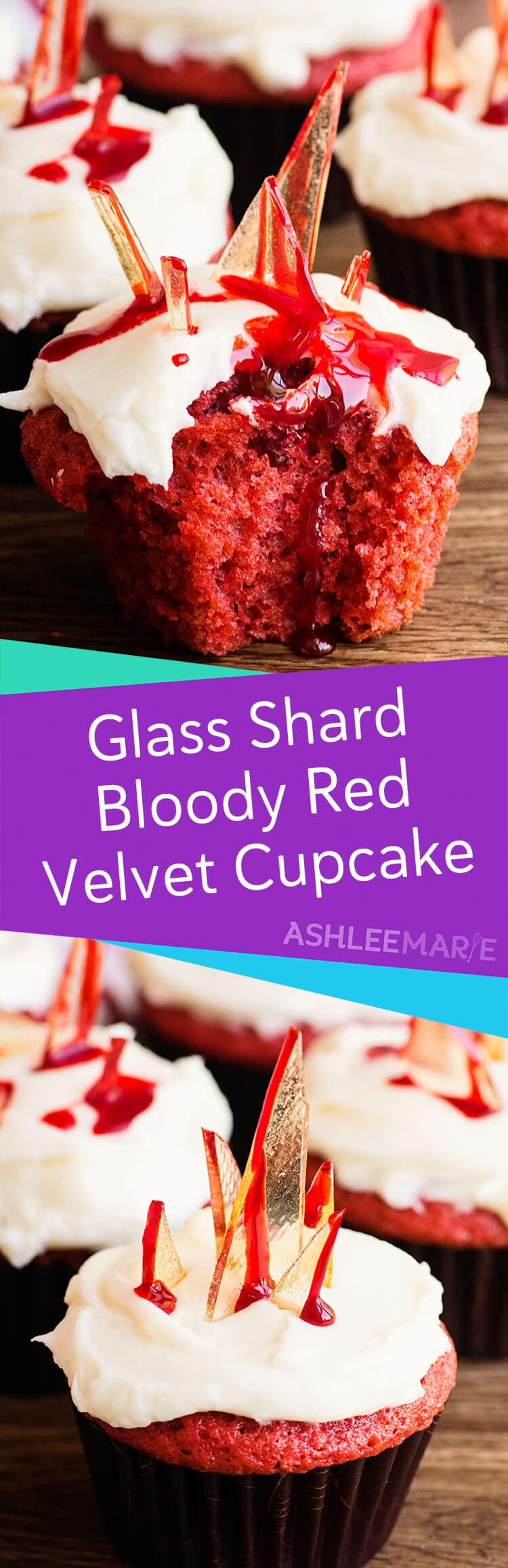 glass shard bloody red velvet cupcakes