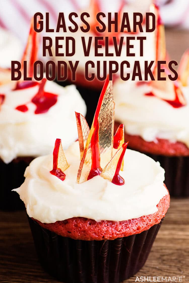 glass shard red velvet bloody cupcakes