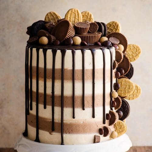 Rich Chocolate Cake with the Best Peanut Butter Frosting - XO, Katie Rosario