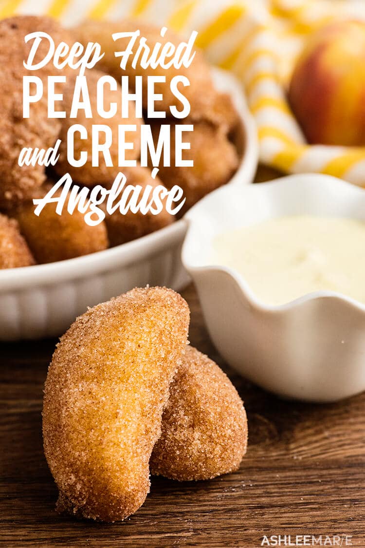 fried peaches and cream vanilla bean creme anglaise