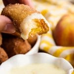 fried peaches with vanilla bean creme anglaise
