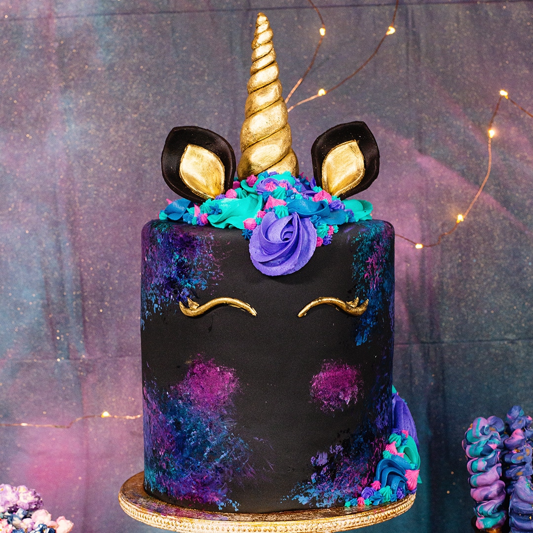 galaxy unicorn cake decorating video