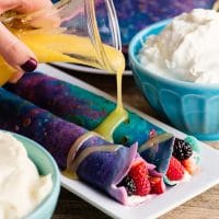 glitter syrup with galaxy crepes