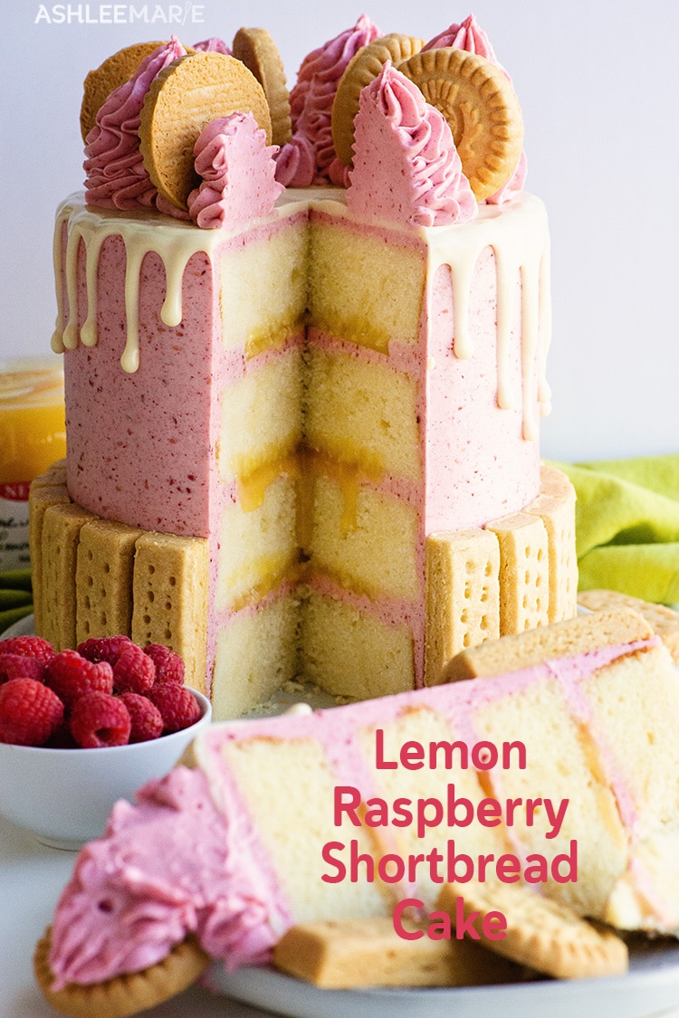 lemon cake with raspberry swiss meringue buttercream and lemon curd